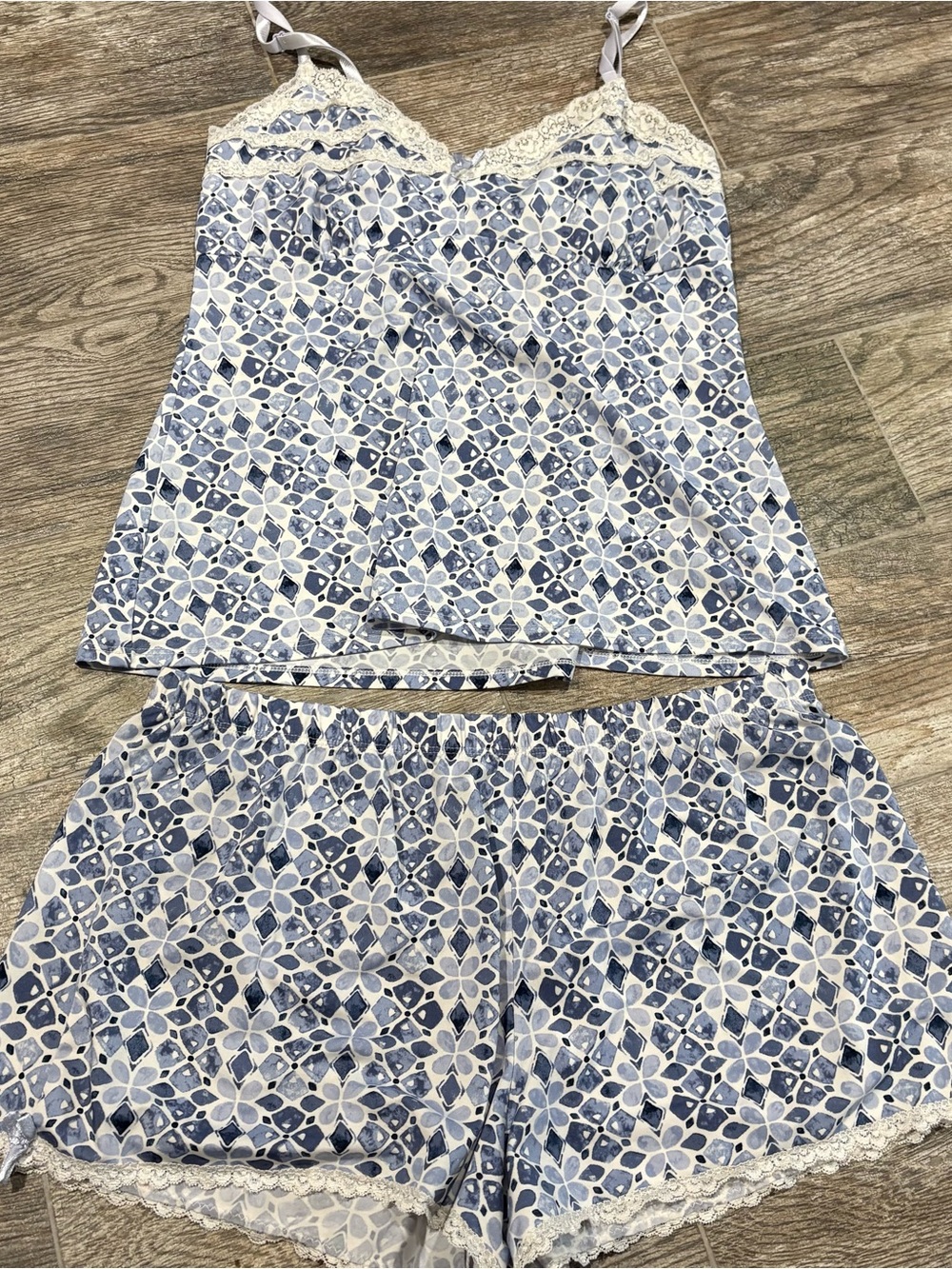 Marilyn Monroe Blue White Tank Top & Shorts Pajama Set Sz L